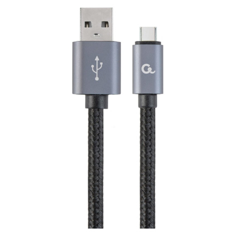Gembird CABLEXPERT kabel USB 2.0 AM na Type-C kabel (AM/CM), 1,8m, opletený, černá - CCB-mUSB2B-