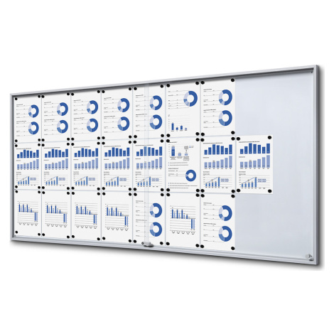 eurokraft pro Informační skříňka s posuvnými dveřmi, vnější š x v x h 2006 x 947 x 50 mm, kovová