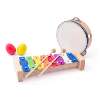 Woody Muzikální set xylofon tamburina bubínek triangl 2 maracas vajíčka