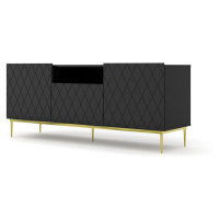 ARTBm TV stolek DIUNA 145 2D1K | černý mat Provedení: Černý mat / zlatá podnož