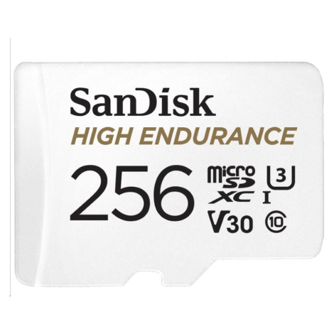 SanDisk MicroSDXC karta 256GB High Endurance (R:100/W:40 MB/s, Class 10, U3 V30) + adaptér