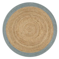 Ručně vyrobený koberec z juty s olivově zeleným okrajem 90 cm