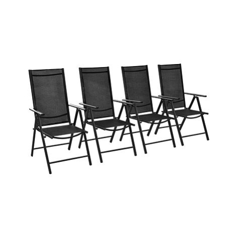 Skládací zahradní židle 4 ks hliník a textilen černé 41731 SHUMEE