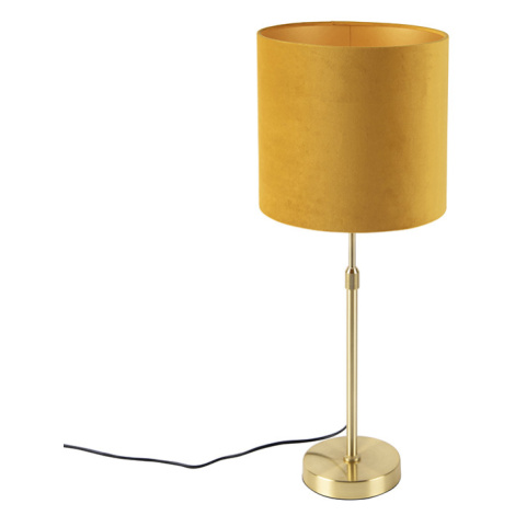 Stolní lampa zlatá / mosaz se sametovým odstínem žlutá 25 cm - Parte QAZQA