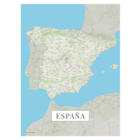 Mapa Španělsko color, (30 x 40 cm)