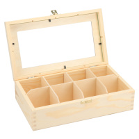 Dřevěná krabička se sklem - 8 přihrádek