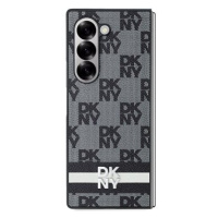 DKNY PU Leather Checkered Pattern and Stripe Zadní Kryt pro Samsung Galaxy Z Fold6 Black