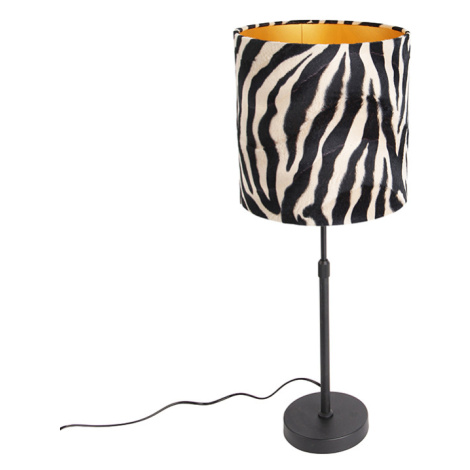 Stolní lampa černý odstín zebra design 25 cm nastavitelný - Parte QAZQA