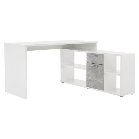 PC stůl NOE, bílá / beton Tempo Kondela