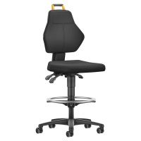 eurokraft pro Pracovní otočná židle, černá, s kolečky brzděnými při zatížení a nožním kruhem, te