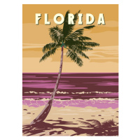 Ilustrace Florida Beach Retro Poster. Palm on, VectorUp, 30x40 cm