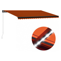 Ručně zatahovací markýza s LED světlem 500x300 cm Dekorhome Modrá