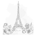 Tečkování - EIFFELOVA VĚŽ V PAŘÍŽI S RŮŽOVÝMI KVĚTINAMI Rozměr: 40x50 cm, Rámování: bez rámu a b