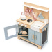 Dřevěná kuchyňka s chlebem Home Kitchen Tender Leaf Toys s čajníkem, šálky a nádobím