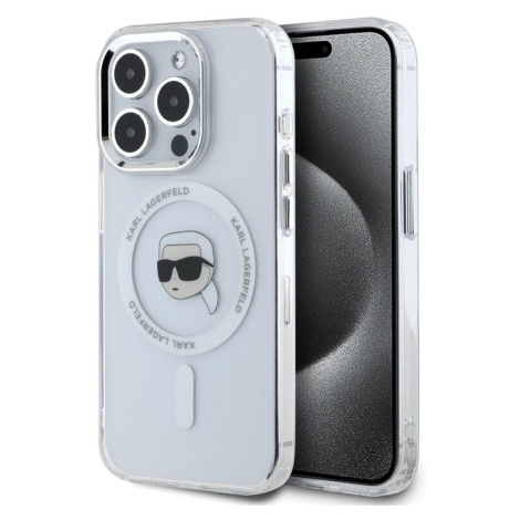 Pouzdro Karl Lagerfeld IML Karl Head Metal Frame MagSafe kryt Apple iPhone 15 PRO Transparent