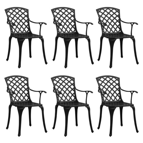 vidaXL Zahradní židle 6 ks litý hliník černé