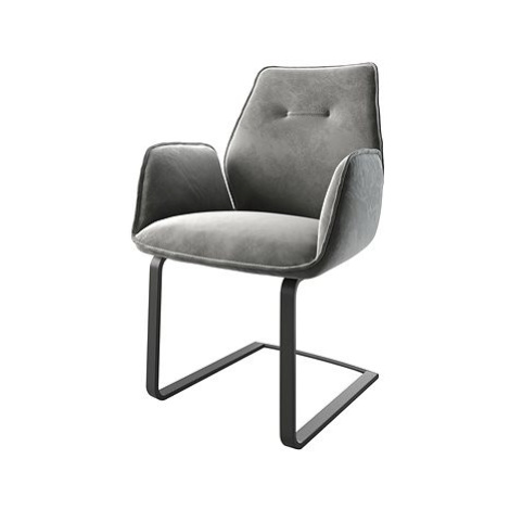 DELIFE Jídelní židle Zoa-Flex šedý samet konzolová podnož plochá černá