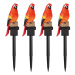 Sada dekorativních solárních svítidel, 4dílná, červený papoušek