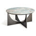 Estila Luxusní kulatý konferenční stolek Costa Brava s mramorovou deskou a designovými překřížen