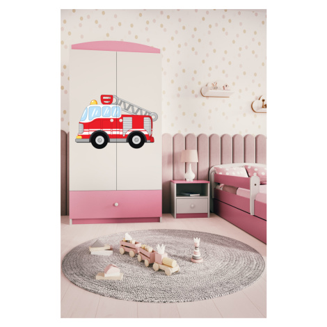Kocot kids Dětská skříň Babydreams 90 cm hasičské auto růžová