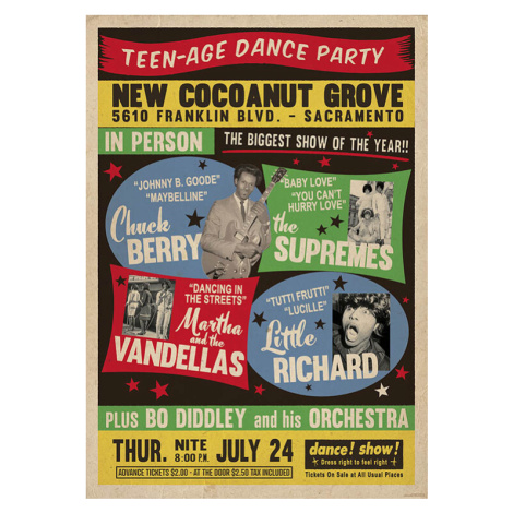 Plakát, Obraz - Teenage Dance Party - Chuck, Martha and Diana, 59.4x84.1 cm