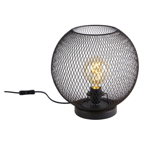 Moderní stolní lampa černá - Mesh Ball QAZQA