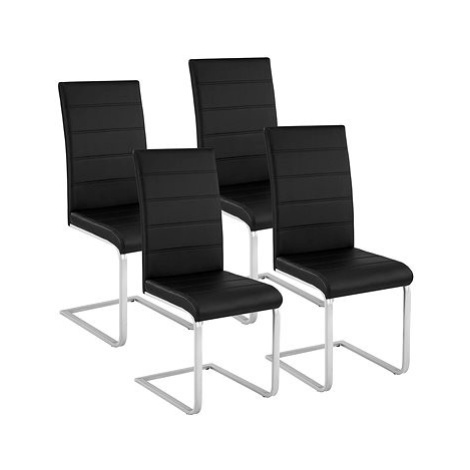 4x Jídelní židle, umělá kůže, černé tectake
