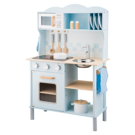 Dřevěná moderní kuchyňka - světle modrá