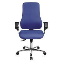 Topstar Otočná židle pro operátory, s područkami, výška opěradla 600 mm, potah modrý