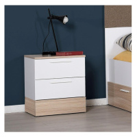 Adore Furniture Noční stolek 52x45 cm hnědá/bílá