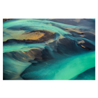 Fotografie Beautiful emerald-colored glacial rivers of Iceland,, EXTREME-PHOTOGRAPHER, 40x26.7 c