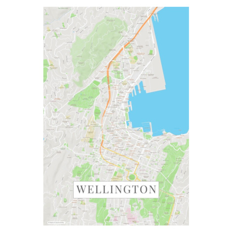 Mapa Wellington color, (26.7 x 40 cm)