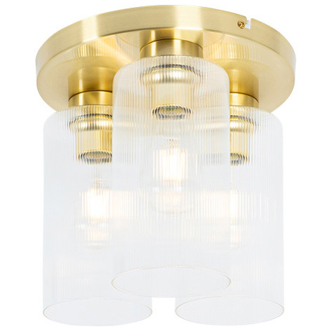 Art Deco stropní svítidlo zlaté se sklem 3-světlo - Laura QAZQA