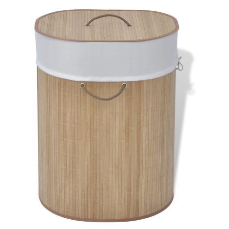 vidaXL Bambusový prádelní koš oválný přírodní odstín