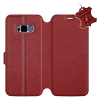 Flip pouzdro na mobil Samsung Galaxy S8 - Tmavě červené - kožené - Dark Red Leather