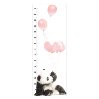 Dekornik Samolepka do dětského pokoje růstový graf panda  s růžovými balónky 150x70cm