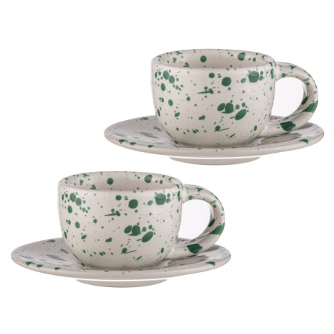 Bílo-zelené šálky na espresso z kameniny v sadě 2 ks 100 ml Carnival – Ladelle