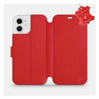 Flipové pouzdro na mobil Apple iPhone 12 - Červené - kožené - Red Leather