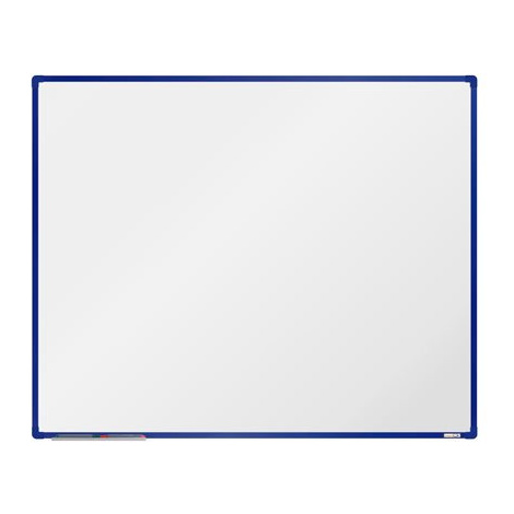 boardOK Bílá magnetická tabule s emailovým povrchem 150 × 120 cm, modrý rám