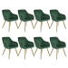 tectake 404001 8x židle marilyn sametový vzhled zlatá - tmavě zelená/zlatá - tmavě zelená/zlatá