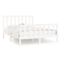 Rám postele bílý masivní dřevo 160 × 200 cm, 3106844