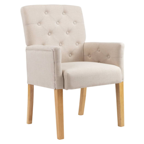 vidaXL Jídelní židle s područkami béžová textil