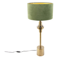 Stolní lampa ve stylu art deco se sametovým odstínem zelené 35 cm - Diverso