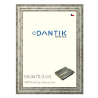 DANTIK rámeček 50 × 70, TRITON široký stříbrný plexi čiré