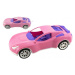 Teddies Auto sportovní pro holky růžové plast na volný chod v síťce 16x36x12cm
