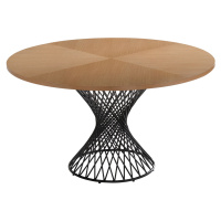 Estila Skandinávský kulatý jídelní stůl Nordica Clara z dřeva světle hnědé barvy s černou kovovo