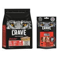 Crave Adult Dog 2,8 kg + Crave High Protein Rolls 8 x 50 g - 15 % sleva - s hovězím, kostní dřen