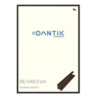 DANTIK rámeček 29,7 × 42, ALU profil 7001 Hnědý matný plexi čiré