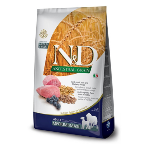 N&D Ancestral Grain Dog Adult Medium & Maxi Lamb & Blueberry 12 kg Natural&Delicious