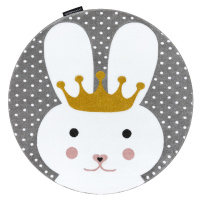 Dywany Łuszczów Dětský kusový koberec Petit Bunny grey kulatý - 140x140 (průměr) kruh cm